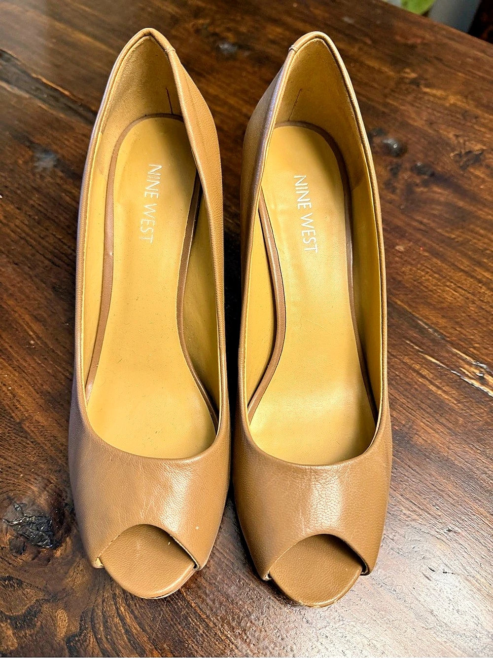 Nine West Nokelsy Peep Toe Heels in Brown
